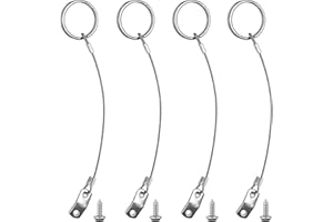 NECMETU Quick Release Pin Lanyard 316 Stainless Steel Lanyard Cable Tether Boat Bimini Top Hardware Cable Lanyard for Pins, Safety Wire with Ring and Plastic Coating Tether ,Pack of 4