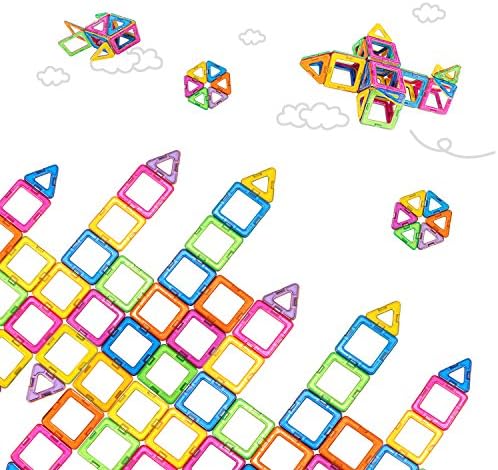 VFunix Magnetic Blocks Set Kids Magnetic Toys Construction Building Tiles Blocks for Creativity Educational - 66 Pcs