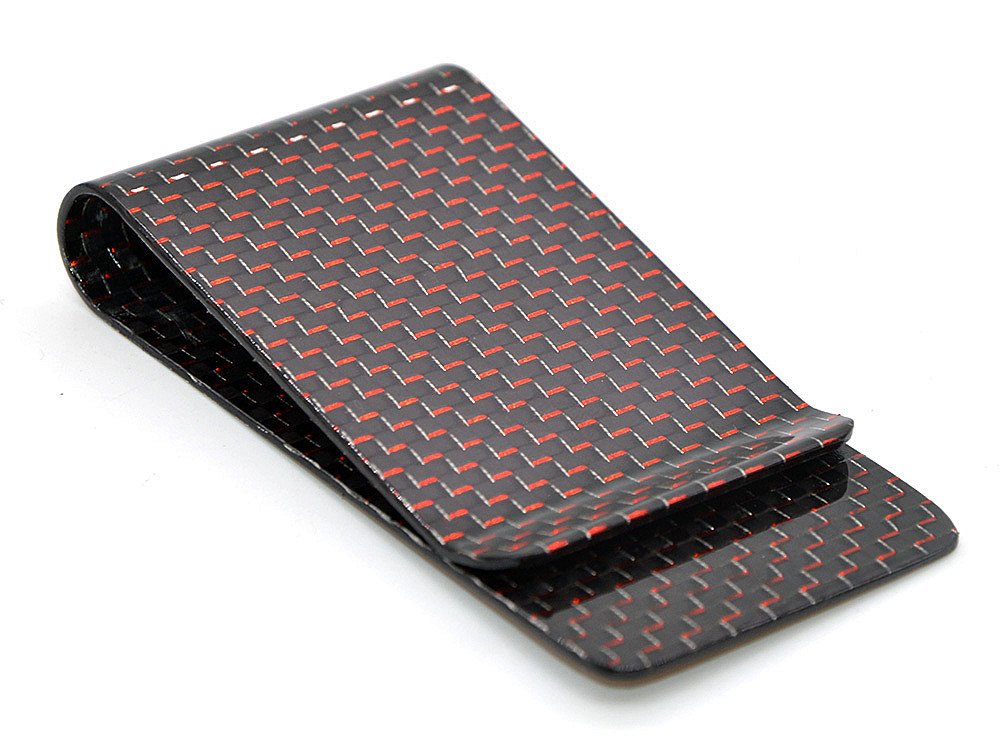 Medifier Carbon Fiber Money Clip Wallet Business Credit Card Cash Glossy Holder L Red