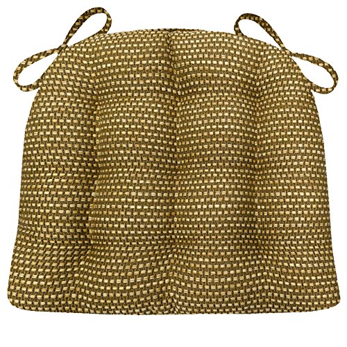 Barnett Home Decor Brisbane Camel Tweed Dining Chair Cushions with Ties - 15 x 17 Size Small Chair Pad - Latex Foam Fill, Reversible - Made in USA (Neutral - Tan/Small)