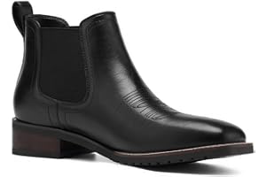 Rollda Men's Chelsea Cowboy Boots, Square Toe Elastic Ankle Boots for Dress Casual, Short Western Chelsea Booties for Men