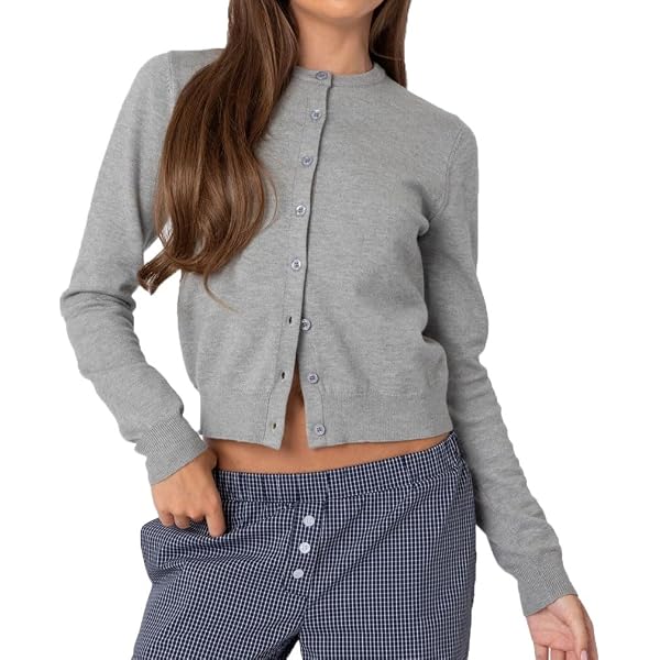 Khanomak Women's Basic Long Sleeve V-Neck Cardigan - Rayon Blend Button Down Sweater, Black, Size Small