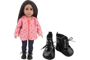 MSYO Doll Shoes for 18 Inch Dolls-High-Top Ankle Boots with Lace-Up Closure,Durable PU Leather Baby Doll Shoes for Girl Boy Dolls (6 Colors),Perfect Fashion Doll Accessories & Gift for Kids（Black）