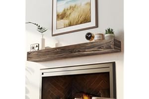Howizz 72" Solid Pine Wood Fireplace Mantel Shelf - 5.5" Thick Wood Mantle for Over Fireplace - Invisible Heavy Duty Metal Bracket - 72 x 8 x 5.5 inches - Dark Brown