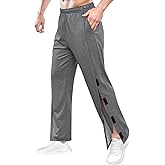 Men's Post Surgery Pants Open Bottom Easy Side Tear Away Pants for Men Sweatpants Loose Fit Post Surgery Pant with Pockets