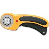 OLFA 45mm Ergonomic Squeeze-Handle Rotary Cutter (RTY-2/DX) - Auto-Retract | 45mm endurance tungsten steel, squeeze trigger auto-retract - High-volume quilting - Quilters and Crafters