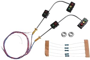 2 Pack N Scale Model Railroad Traffic Lights with LED Pedestrian Street Signals, 3V DC Operating Voltage, Includes Screws and