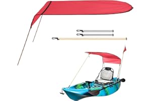 for KAYAK Boat Canoe Sun Shade Canopy for Single Person,Solo for KAYAK Canopy, Sunburn Protection,125x110cm (Red)