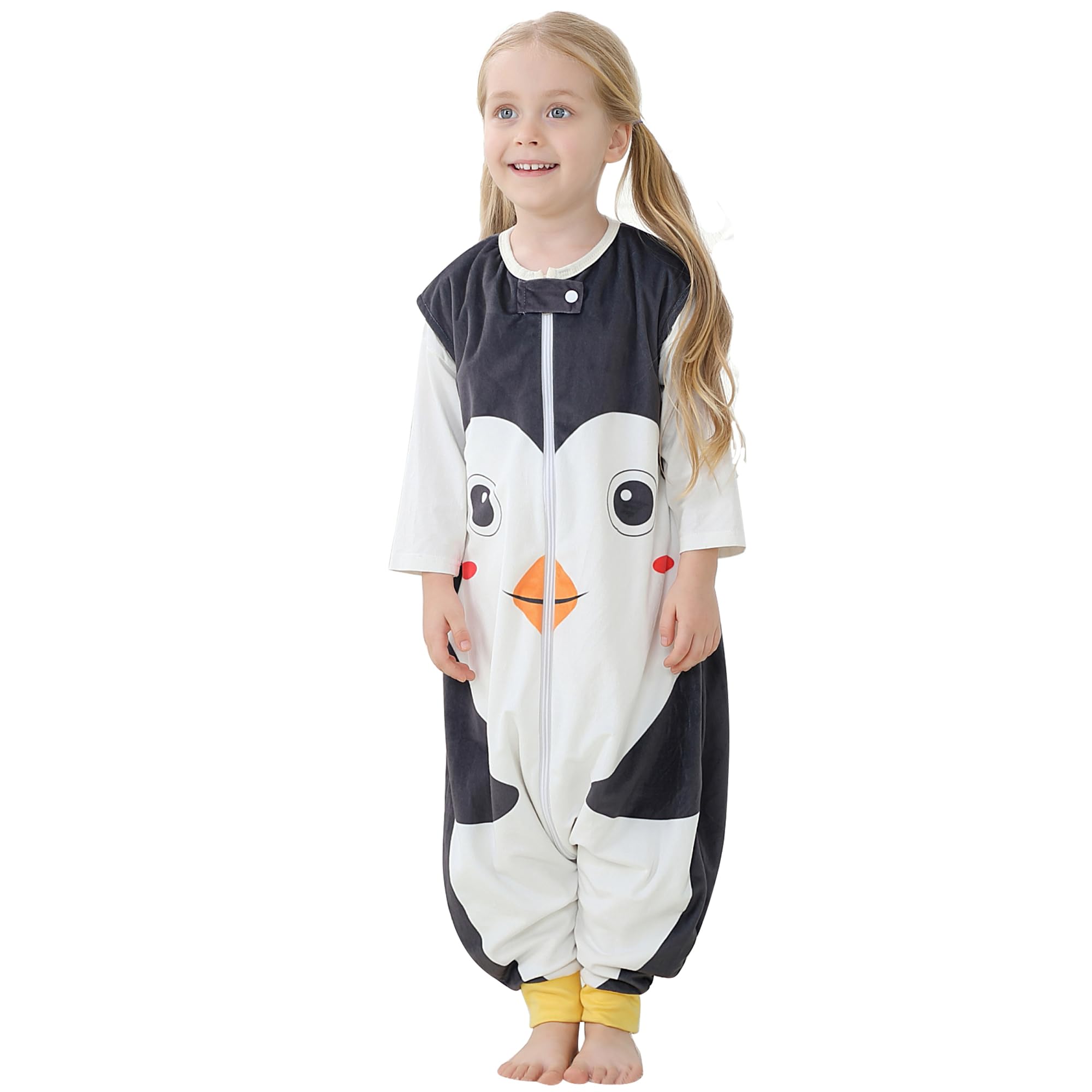 COOKY.D Unisex Baby Sleeping Bag with Feet,Wearable Breathable Toddler Blanket, Animal Sleeveless Sleepsuit for 5-6 Years,Oiseau noir