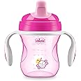 Chicco Semi-Soft Trainer with Bite-Resistant Spout and Spill-Free Lid 7oz.| Removable, Non-Slip Handles | Top-Rack Dishwasher Safe | Easy to Hold Ergonomic Indents | Pink| 6+ Months