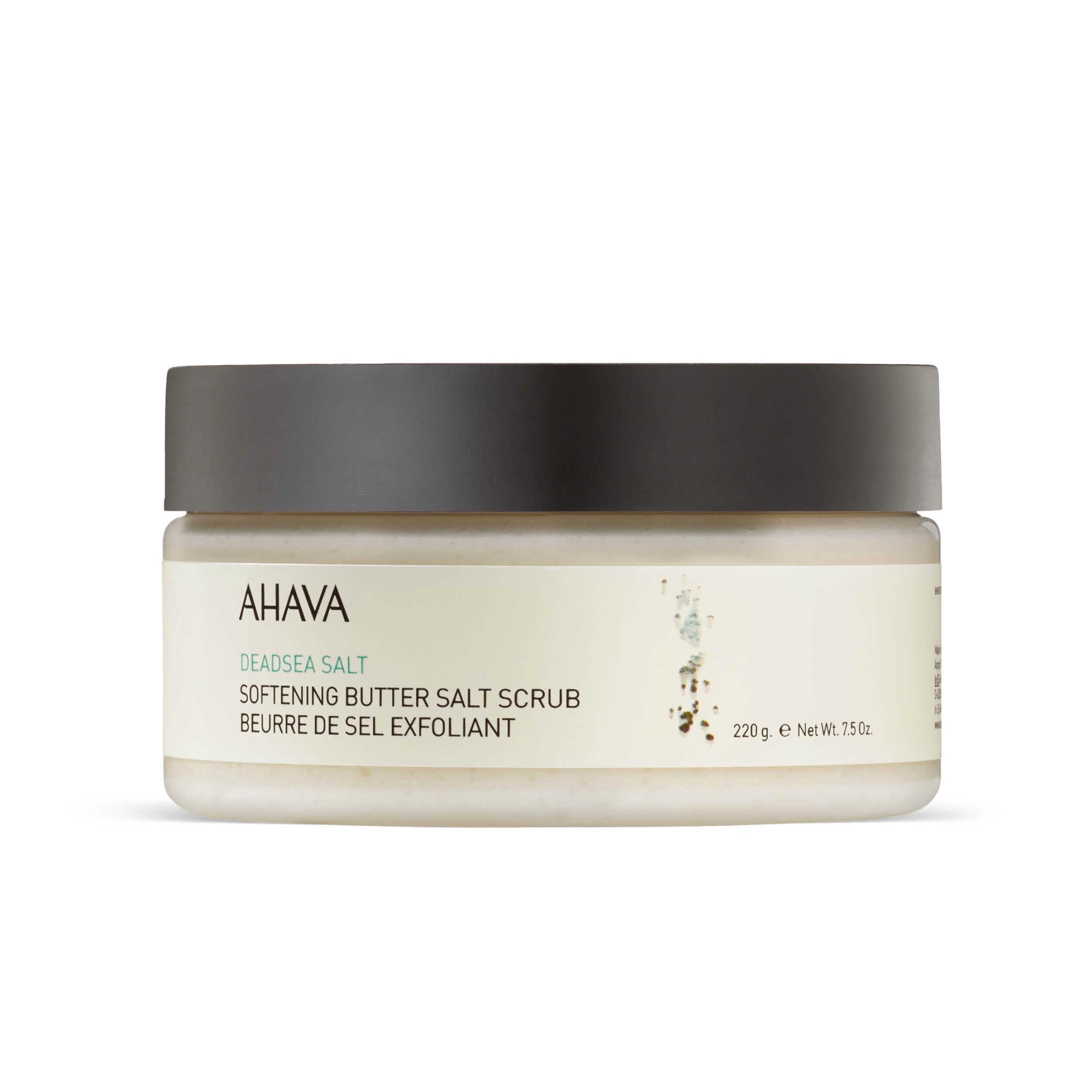 AHAVA- Dead Sea Salt. Softening Butter Salt Scrub, a Deep Gentle Exfoliator & Butter Scrub. Enhance Softness of the Skin. Refresh &Hydrate Skins Surface. 220g