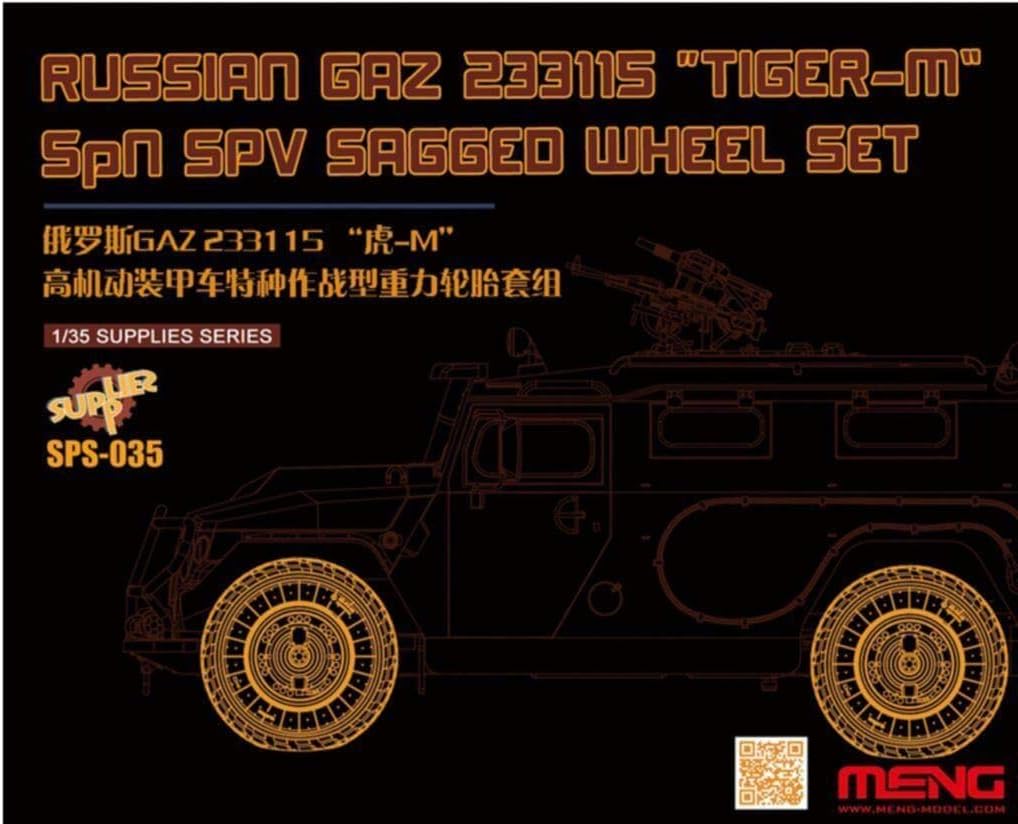 Meng SPS-035 Gaz 233115 Tiger-M Sagged Wheel Russian Plastic Model Kit, Small
