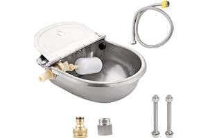 CPROSP Automatic Waterer for Livestock Stainless Steel with Float Valve, Horse Bowl with GHT 3/4‘’, 2 X M10 Screw Set
