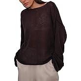 LRRYYR Sweters for Women, Womens Sweater, O-Neck Solid Color See Through Pullover Jumper Shirt Beach