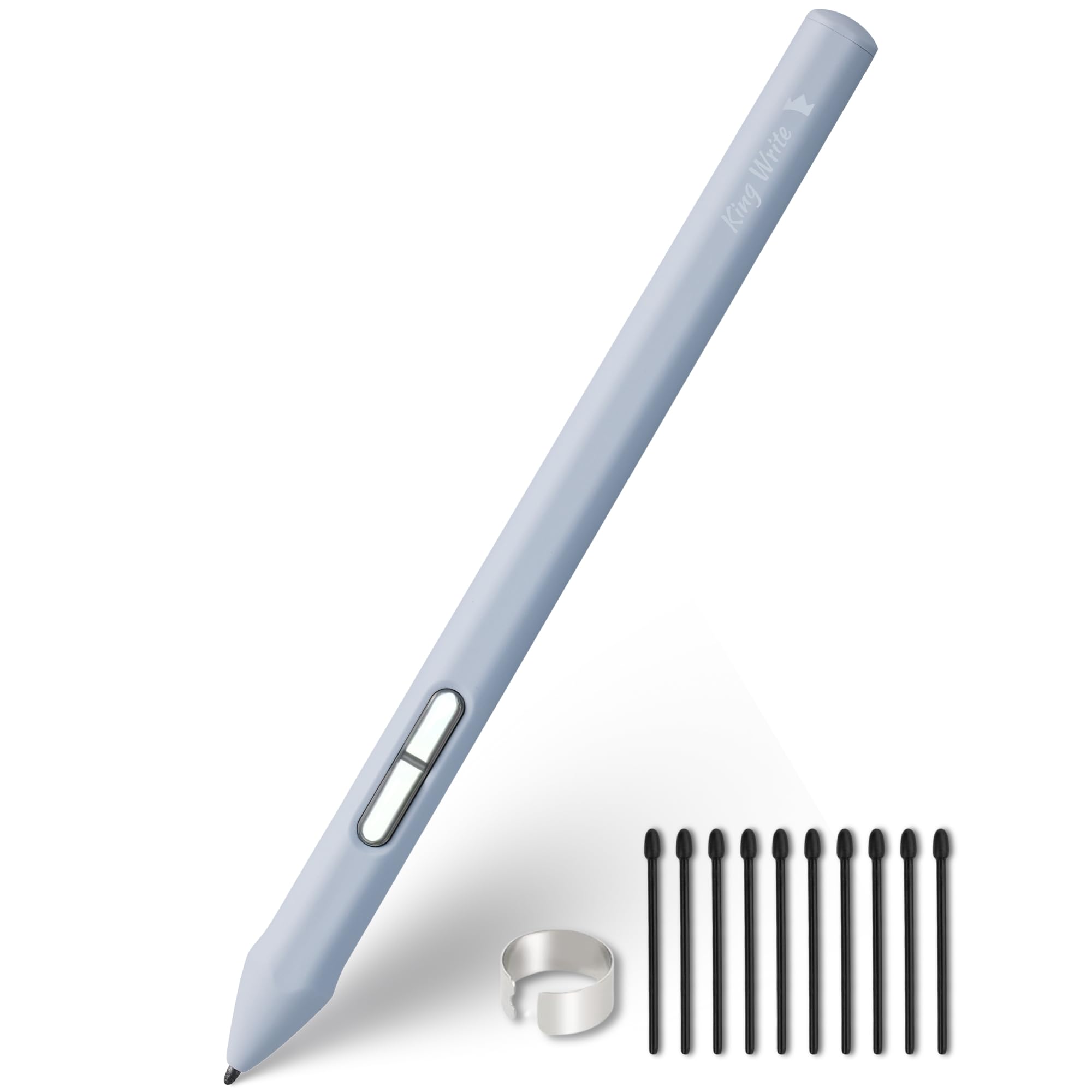 King Write SY05 EMR Stylus Pen for Kindle Scribe & Remarkable 2, 4096 Pressure, Digital Eraser, Battery-Free, Magnetic Attach, 10 Replacement Tips (Gray)