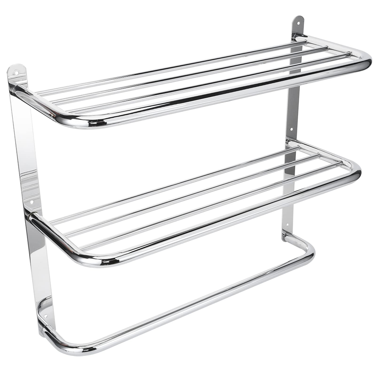 Towel Holder Stainless Steel Towel Rack Bathroom Shelf 3-tier Multifunction Wall Mounted Shower Shelf Storage Shelf Hotel Rail Holder with Towel Rails for Toilet Kitchen Living Room, 55 X 45 X 21 Cm
