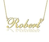 AOLO Robert Heart Name Necklace 18k Gold Plated