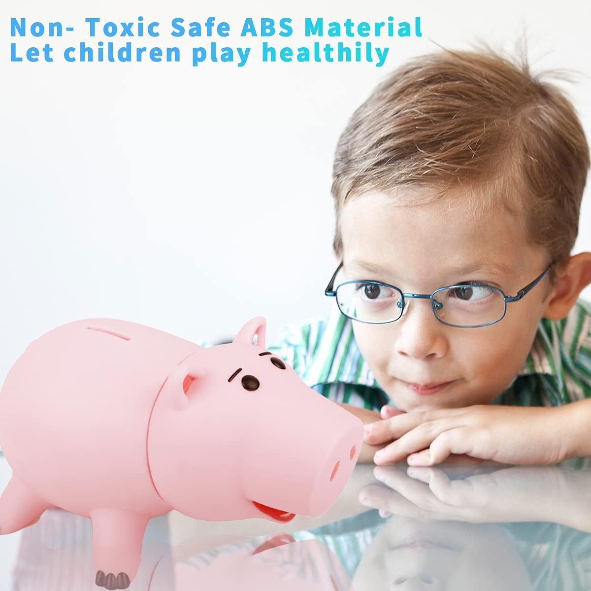 PHOCAS Hairphocas Cute Pink Pig Money Box Plastic Piggy Bank for Kid's Xmas Christmas Birthday Gift with Box