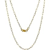 JEWELHEART 14K Solid Gold Cable Chain for Women, 1.7mm Diamond Cut Paperclip Link, Yellow or White Gold Pendant Necklace, Lobster Clasp, 14" up to 24"
