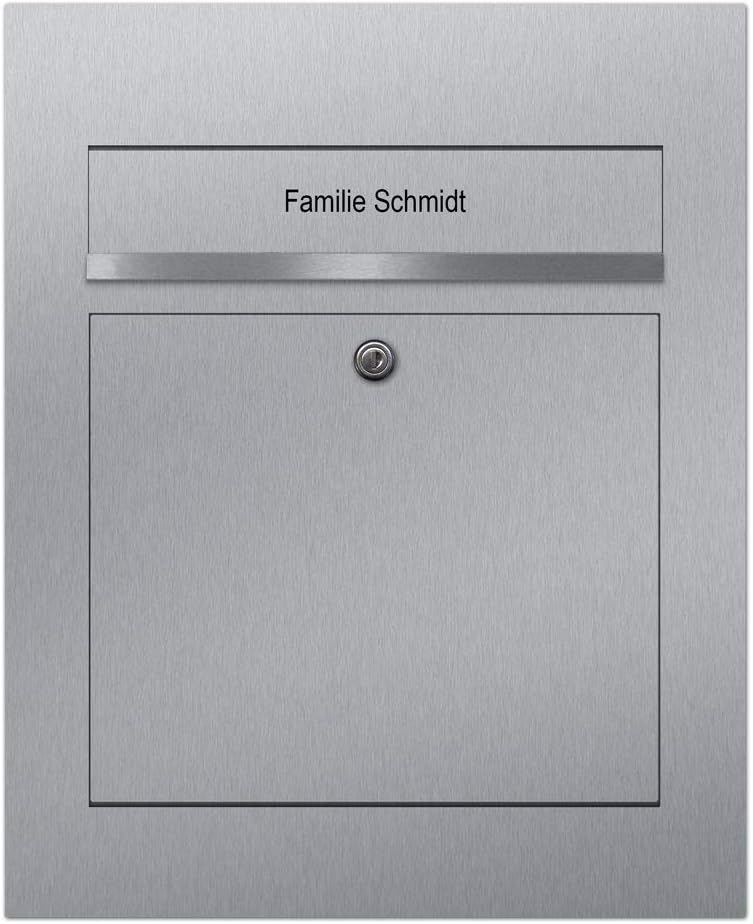 Briefkasten Edelstahl Unterputz B3, moderner Premium Design Unterputzbriefkasten inkl. Namensbeschriftung