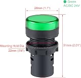 sourcing map 24V Green LED Indicator Light 22mm Panel Mount for Electrical view 2
