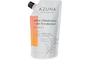 Azuna All-Natural Odor Remover Gel Refill Pouch | Air Purifier with Tea Tree Oil | Plant-Based & Long Lasting | For Pet Odors, Smoke & Strong Odors | Simply Citrus, 12 oz.