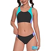 Beautikini Period Swimwear Two Piece Menstrual Leakproof Sporty Bikini Sets Bathing Suit Period Swimsuit for Teen Girls
