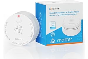 Heiman Matter Smoke Detector, Smart Photoelectric Fire Alarm, Ul217-9Th Listed, Battery Powered, Real-Time Notification, Comp