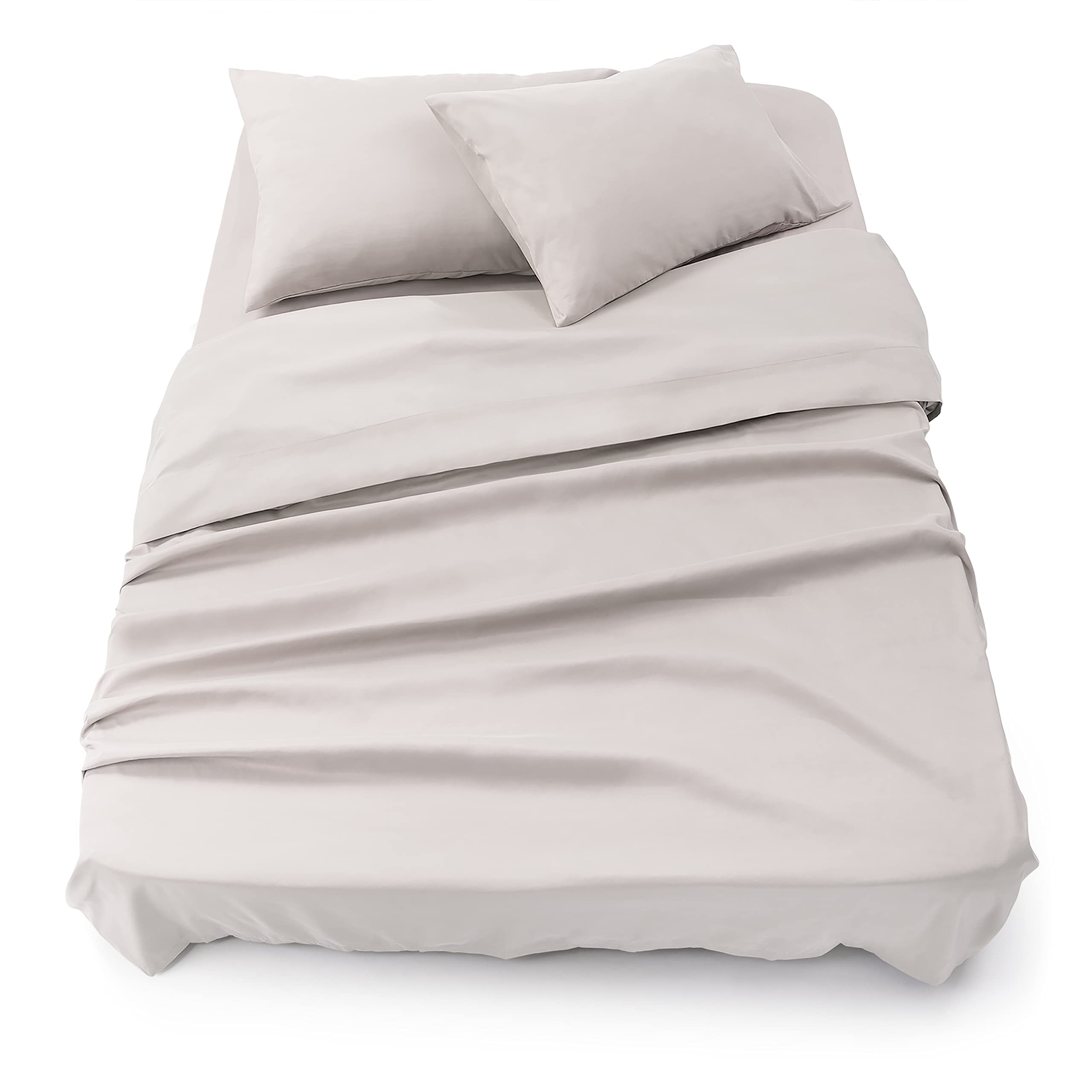 Blumtal Bedding 4 Piece Bed Sheet Set - Flat Sheet, Fitted Sheet with 2 Pillowcases for Double Bed, Wrinkle Free Microfibre Fabric, Moonlight Grey