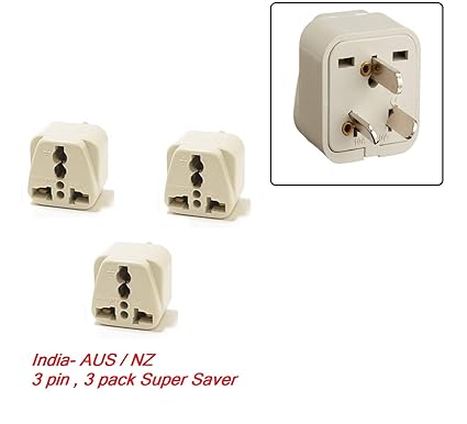 Gadget-Wagon 10 Amps Australia - Indian 3 Pin Converter Plug For Various Appliances Universal Input Pack Of 3 (Color May Vary)