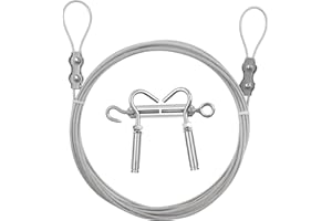 20.7FT/6.3M Stainless Steel Clothes Lines for Hanging Clothes Outside-DEWEL Clothesline Heavy Duty for Wire Curtain Hanging-Windproof Anti-sag Multipurpose Outdoor Clothesline（Unfolded Length 6.3M）