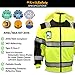 KwikSafety (Charlotte, NC) ENFORCER | Class 3 Safety Bomber Jacket | High Visibility ANSI Compliant OSHA | Detachable Chest iPocket Foldable Hoodie Thermal Lining Construction Work Wear | X-Large
