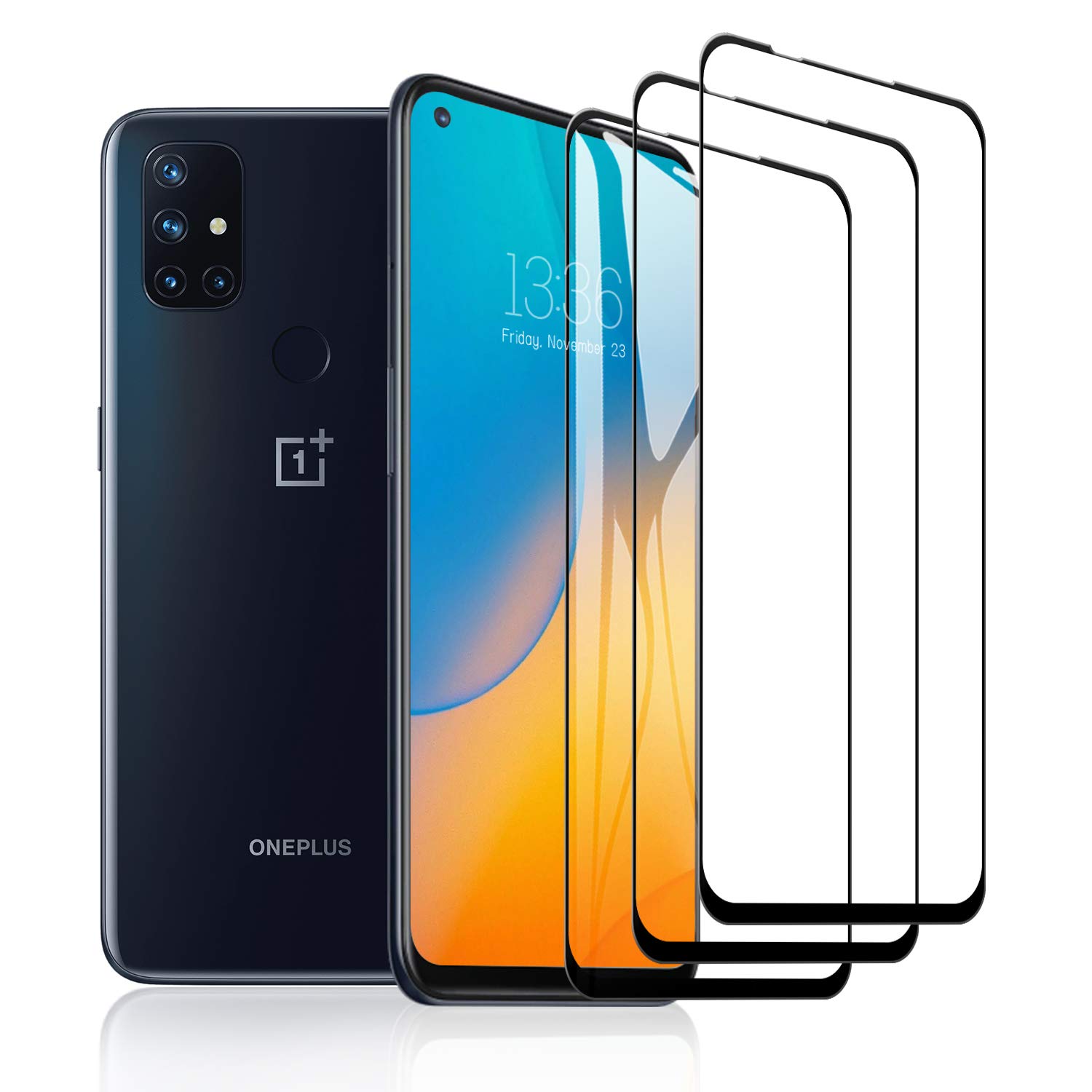 SCL Screen Protector for OnePlus Nord N10 5G Screen Protector, [3-Pack] [Full Coverage] Tempered Glass Film, 9H-Hardness, Anti-Scratch, Less-Fingerprint, Bubble-Free