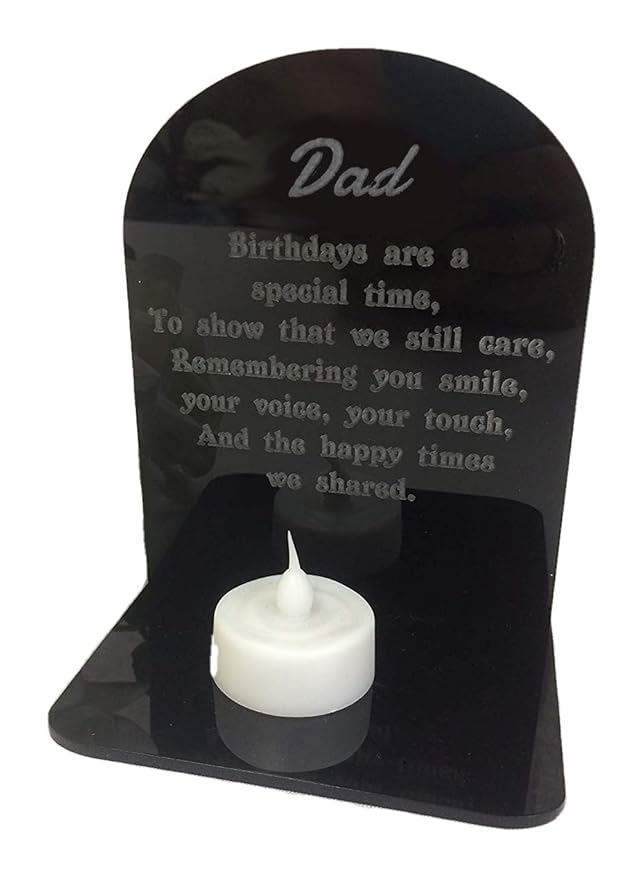 Dad Birthday Memorial Tea Light Candle Holder 3D Plaque with Original