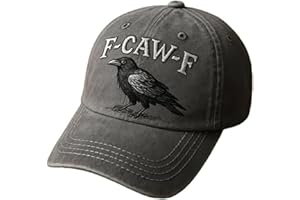 2PCS F Caw F Hat, F-Caw-F Vintage Gothic Crow Embroidered Cap, Washed Grey Adjustable Baseball Fcawf Hat for Men Women Ravens