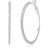Cocadant 14K Real Gold Hoop Earrings for Women Trendy,Sterling Silver Post Hypoallergenic Lightweight Sparkly Rhinestone Big Hoop Earrings