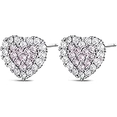 S.ROMZA Cubic Zirconia Earrings Studs Post Heart/Round/Simulated Diamond Stud Earrings for Women's Birthday Trendy Gifts