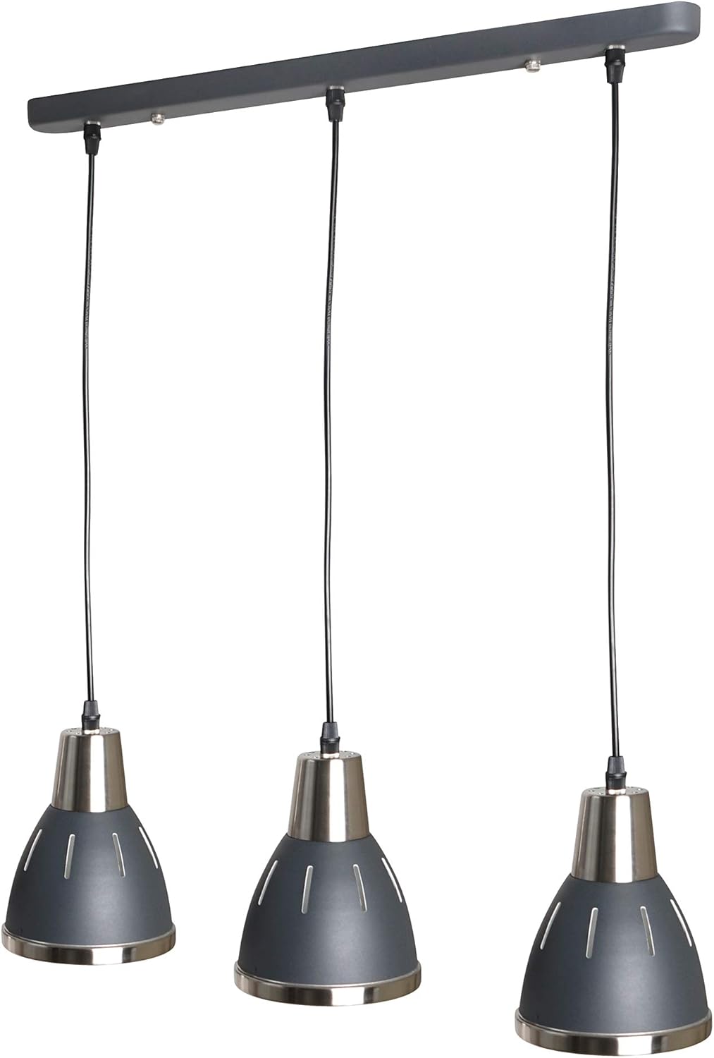 Homcom Pendant Lamp Domed Ceiling 3 Lights Adjustable Hanging Cord Metal Shade Dining Black Amazon Co Uk Kitchen Home