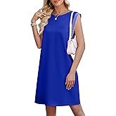WEACZZY Summer Dresses for Women 2026 Casual Crewneck Fit Beach Vacation Dress Sleeveless Loose Sundress with Pockets