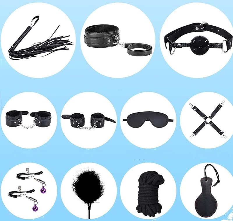 11 Stück SM Sex Bondage Set, BDSM Fesseln Sex Set Sex Spielzeug Anal Plug Butt Plug Set für Anfänger, Erotiek SM Sexspielzeug Erotik Handschellen für Paare Extrem Sex (Schwarz)