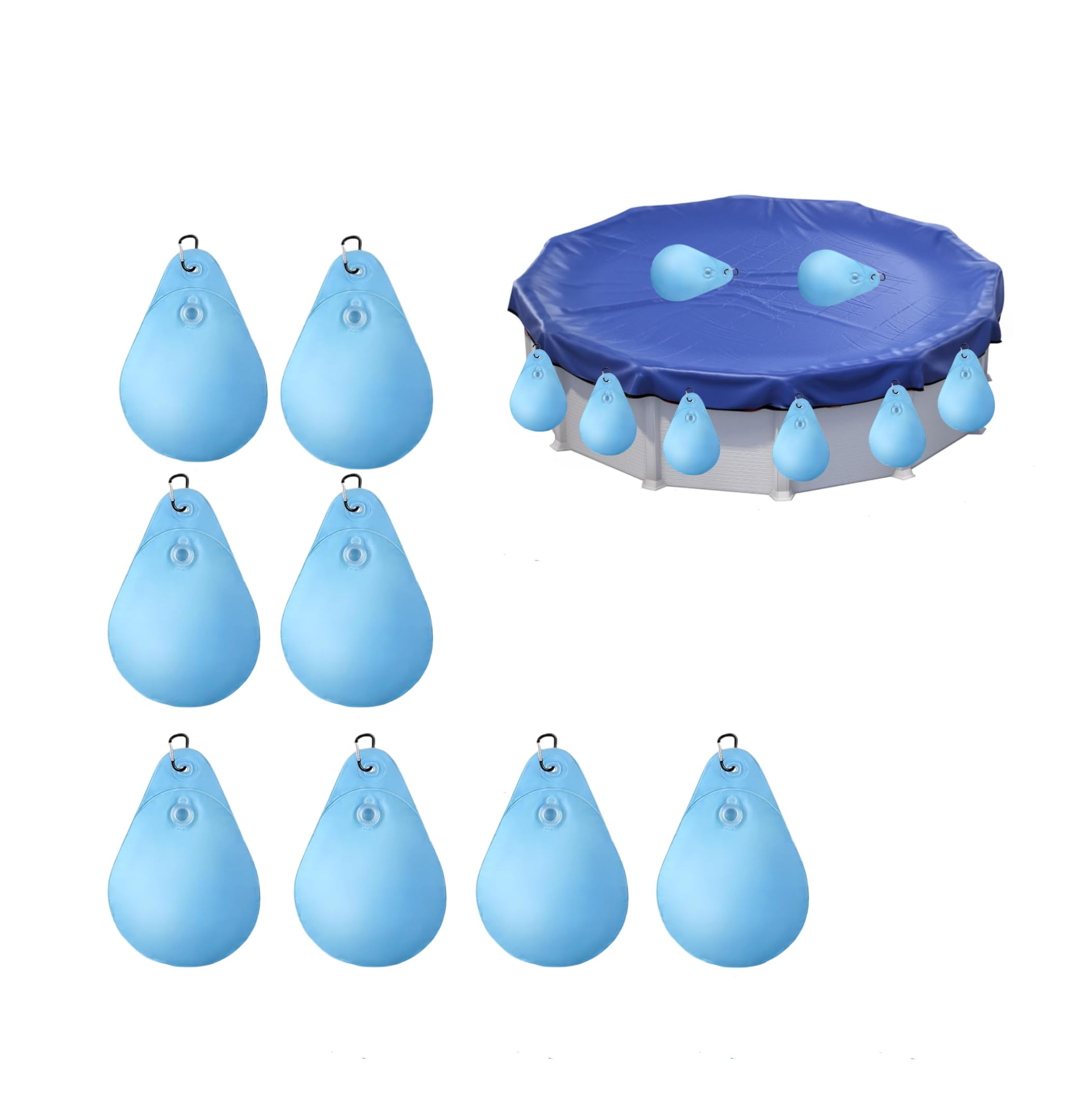 Photo 1 of ***(MISSING HOOKS)***8 Pack Swimming Pool Cover Weights with Hooks, Leak Proof Thick PVC Swimming Pool Water Bag, Antifreezing Winter Pool Tarp Weights