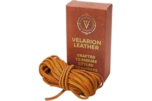 VELARION LEATHER Velarion Flat Genuine Leather Strip Cord 3mm Wide, 5 m Long Real Leather Braiding String for Jewelry Making, Crafting, Beading, DIY - Thickness Options (Crazy Light Brown, 2 mm Thickness)