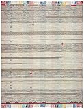 Stone & Beam Contemporary Boho Colorful Fringe Wool Area Rug, 8 x 10 Foot, Tan Multi