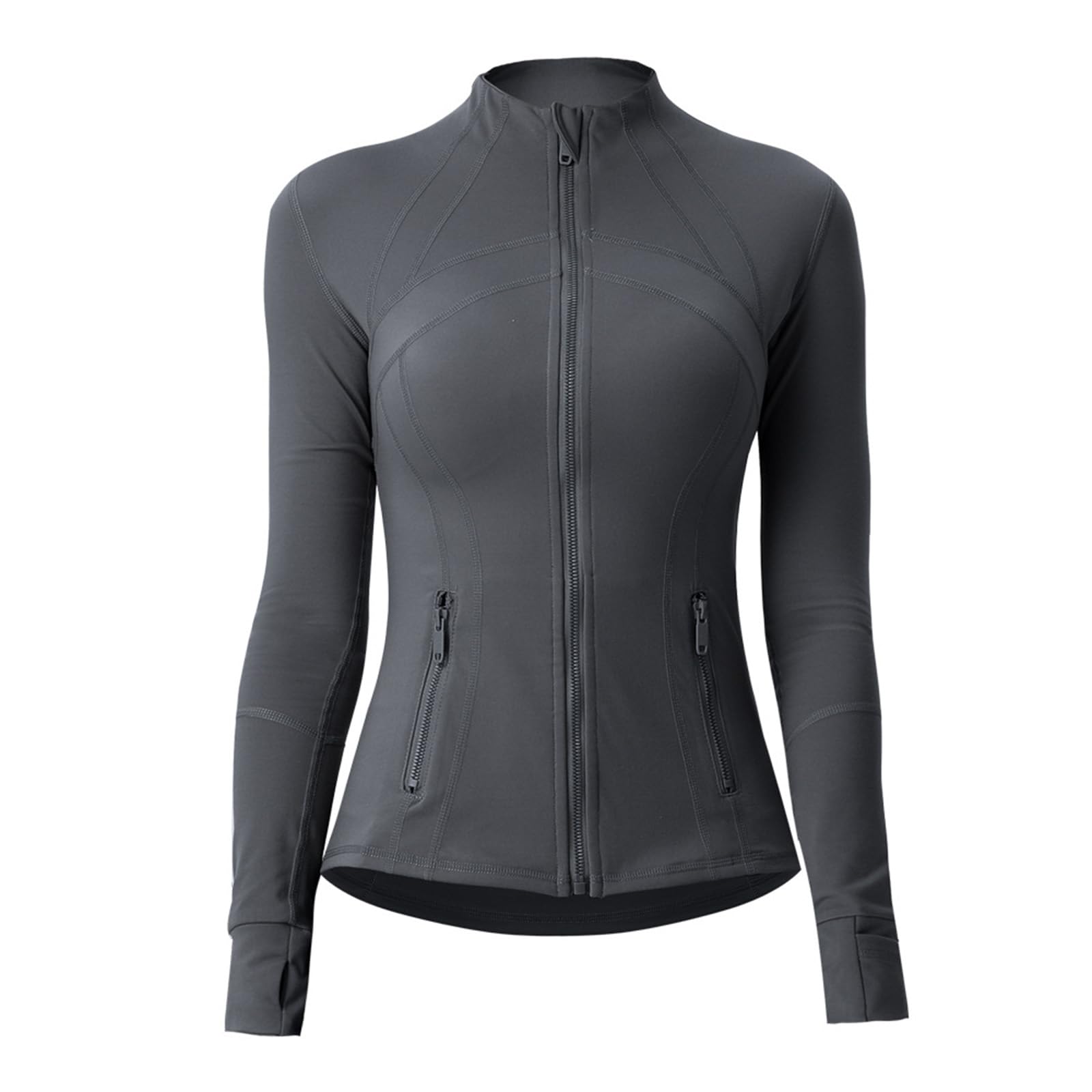 Photo 1 of Aceyurre Women's Running Athletic Sports Workout Jacket with Pockets Slim Fit Full Zip (US, Numeric, 10, Regular, Regular, Dark Grey)