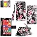 Nokia Lumia 929 Case - Cellularvilla Pu Leather Wallet Card Flip Open Pocket Case Cover Pouch for Verizon Nokia Lumia Icon 929 (Black Pink Flower)