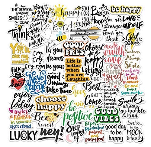 Positive Inspirational Stickers for Water Bottles, 50PCS Vinyl Waterproof Reward Motivational Stickers for Teens Students Teachers Employees, Aesthetic Laptop Stickers for Skateboard Computer Phone