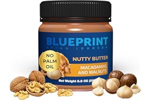 Blueprint Bryan Johnson Nutty Butter – Chunky Macadamia Nut Butter with Walnut – No Palm Oil, No Added Sugar – Just 3 Ingredients – Keto, Vegan, Paleo – Low Carb Nut Butter Snack – 8.8oz Jar