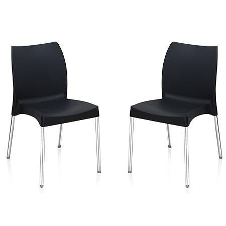 @home by Nilkamal Novella FLOCNOVLA2KIT7009 Living Room Chair, Set of 2 (Black)