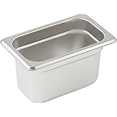 Winco Anti-Jamming Steam Pan, 1/9 by 4-Inch, Standard Weight, Medium, Stainless Steel