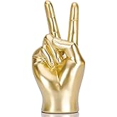 DOVDOV Peaceful Hand Gesture, Gold Hand Decoration, Gold Finger Figurine for Shelf, Room, Office, Coffee Table, Entryway, Entrance Decoration, Sculpture